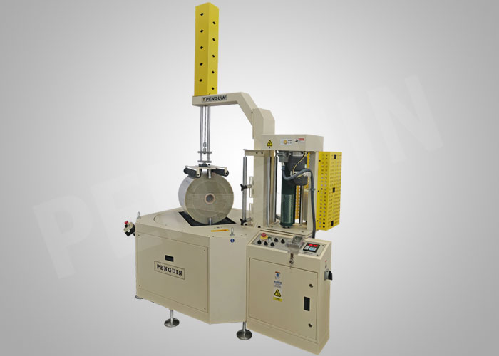 stretch wrapping machine for retread rubber rolls